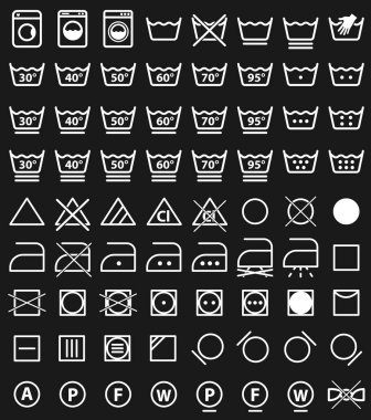 laundry icons and washing symbols clipart