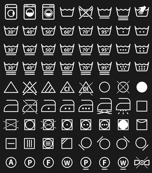 Laundry icons and washing symbols — Stock Vector