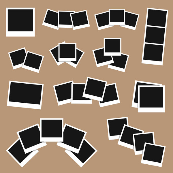 photo frames set isolated on background, template photo design, vector illustration