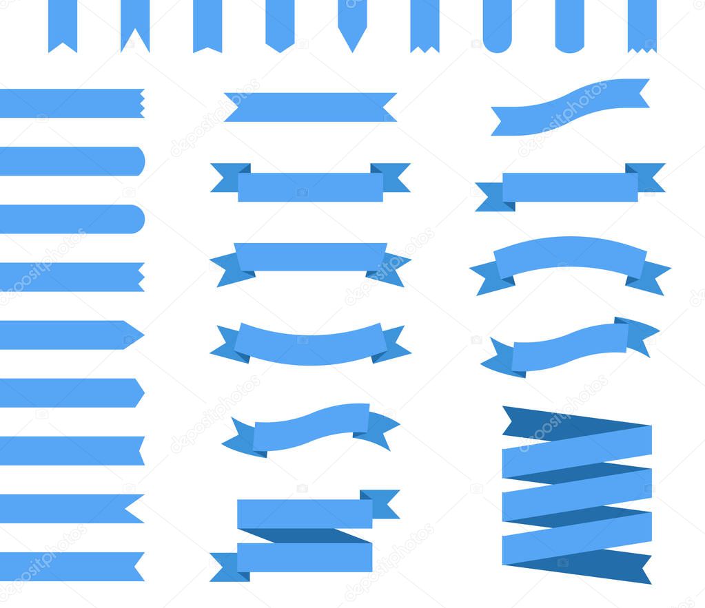 vector set of blue ribbons