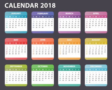 Pazar, vektör takvim tasarımı 2018 yıl 2018 için takvim başlar