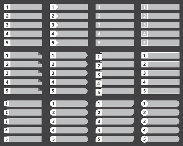 Conjunto de plantillas de lista numerada, tabla de gráficos — Vector de stock