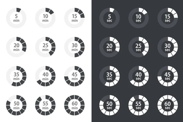 Icônes minuterie réglées, icônes vectorielles chronomètre — Image vectorielle