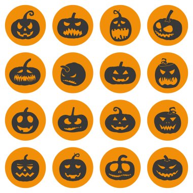 Halloween pumpkins simgeler ayarla, illüstrasyon vektör