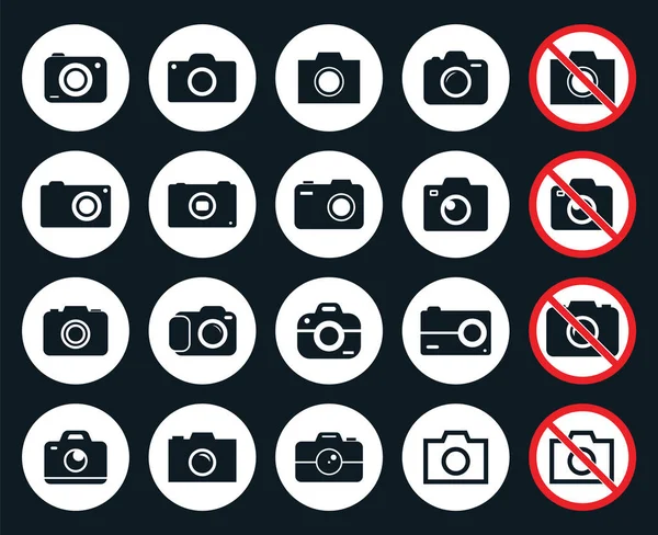 Iconos de cámara fotográfica — Vector de stock