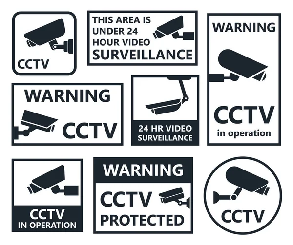 Cctv icons, security camera symbols — Stock Vector