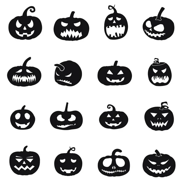 Ícones de abóboras halloween — Vetor de Stock