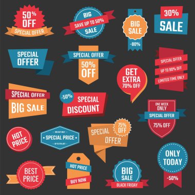 simgeler, büyük satış afiş ve etiketleri indirim