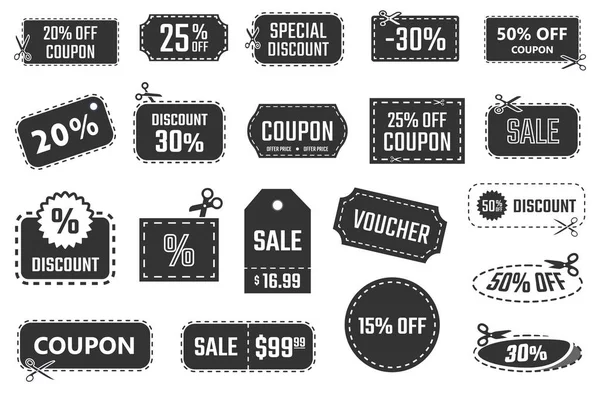 Coupons de réduction, bannières de vente, coupons d'offre spéciale — Image vectorielle