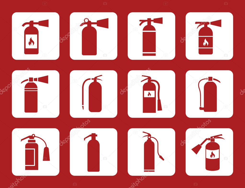 fire extinguisher sign and vector icons