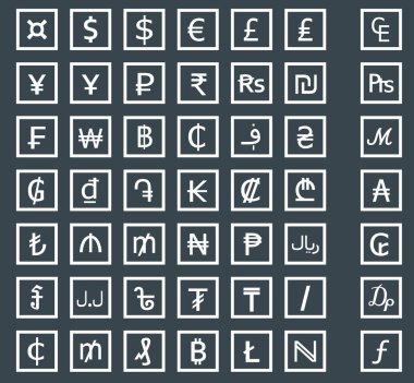 Para birimi vektör simgesi ve sembolleri