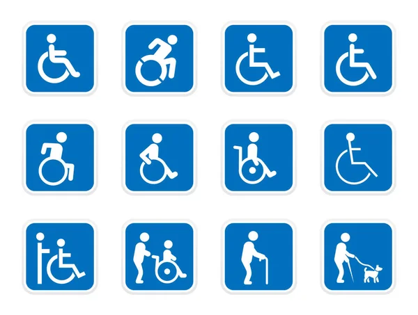 Иконки для инвалидов, инвалидов — стоковый вектор