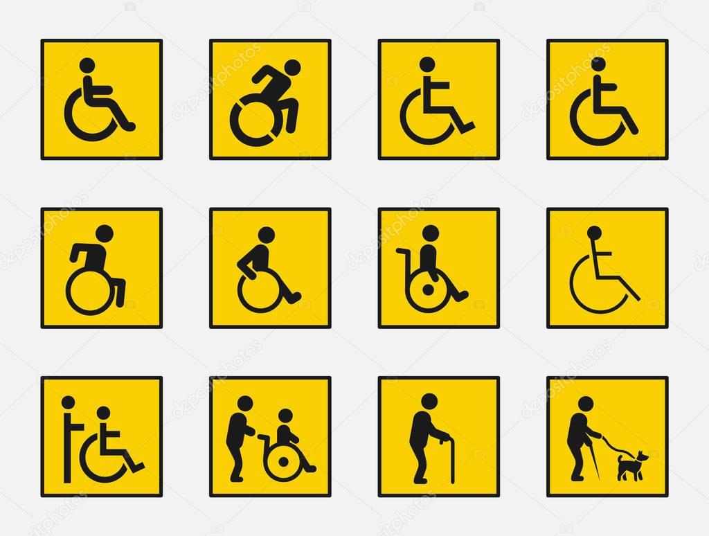 handicap sign set, disabled icons