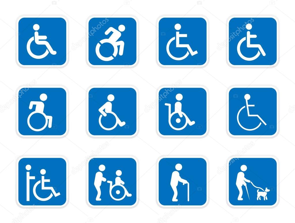 handicap icons, disabled people