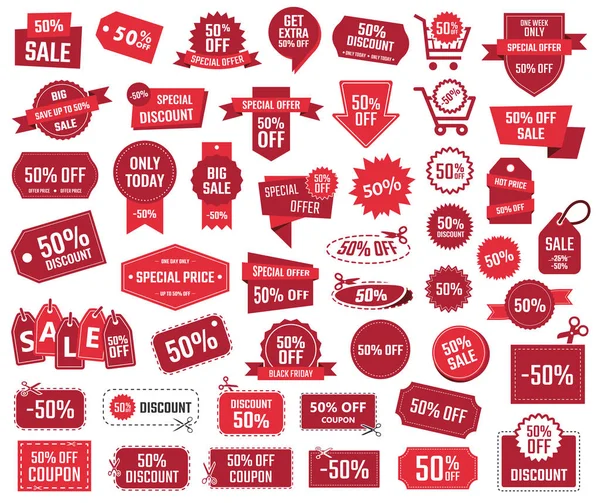 50%, 판매 배너 및 쿠폰, 50% 할인을 제공 하는 특별 한 — 스톡 벡터