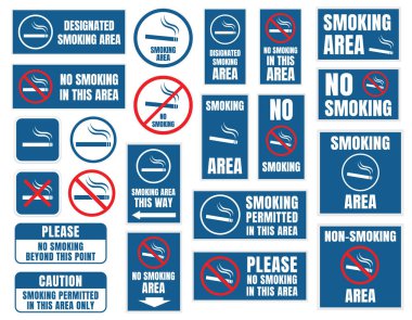 no smoking and smoking area labels clipart