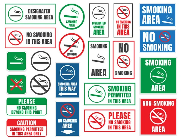 Rokersruimte en geen rookvrije tekenen — Stockvector