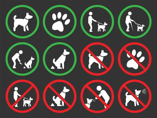 Honden toegestaan en verboden borden — Stockvector