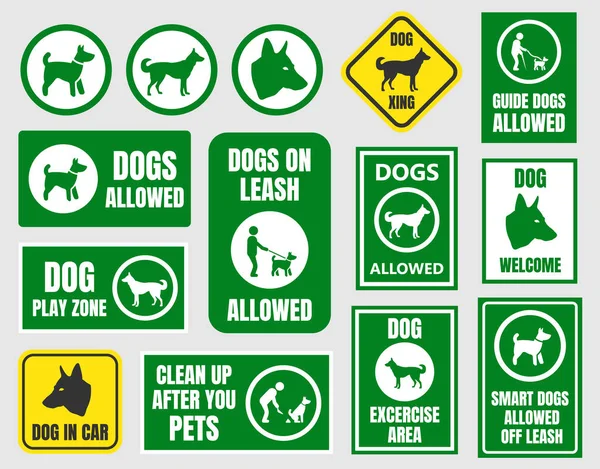 Pet friendly icons, dog allowed sign — Stock Vector