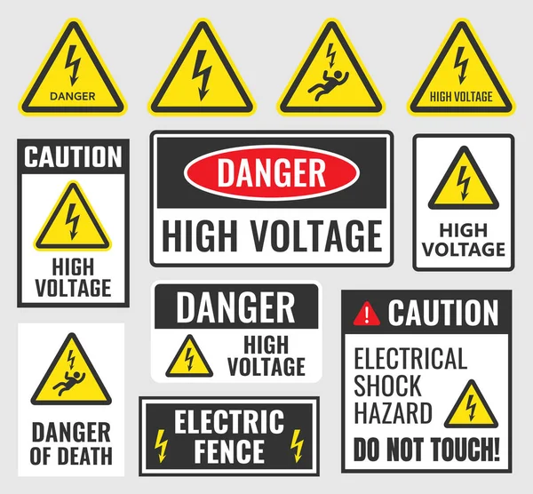 Signes de danger, étiquettes haute tension — Image vectorielle