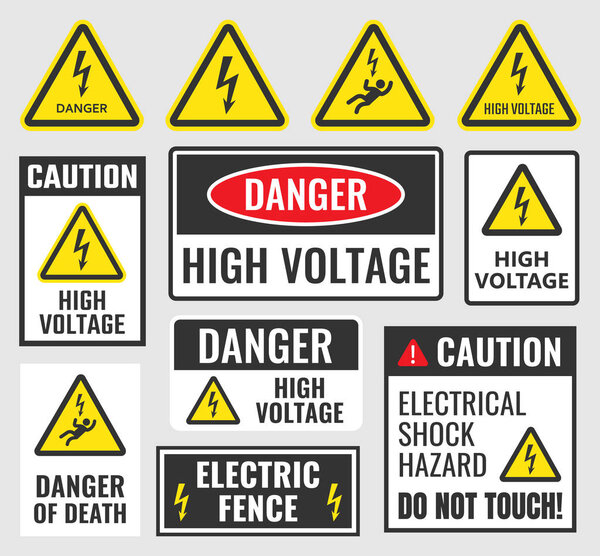 danger signs, high voltage labels