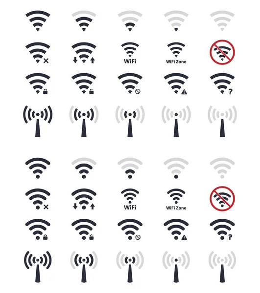 Набор беспроводных знаков, иконки wifi — стоковый вектор