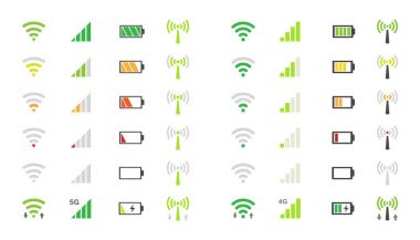 hareket eden telefon sistem kutsal kişilerin resmi, wifi sinyal gücü, pil şarj düzeyi