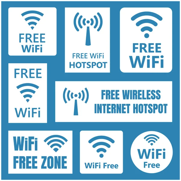 Беспроводной бесплатный набор знаков, Wi-Fi иконки — стоковый вектор