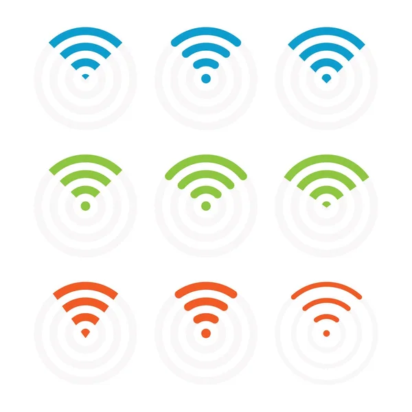 Иконки и знаки wifi, беспроводной сигнал — стоковый вектор