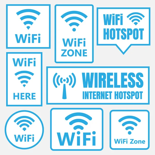 Иконки и знаки wifi, беспроводной сигнал — стоковый вектор
