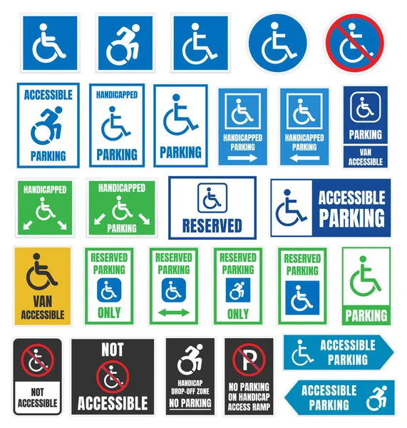 Osób niepełnosprawnych parking znaki, niepełnosprawnych parking — Wektor stockowy
