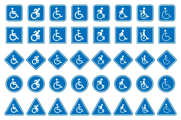 Handicap icons, disabled people sign — Stock Vector