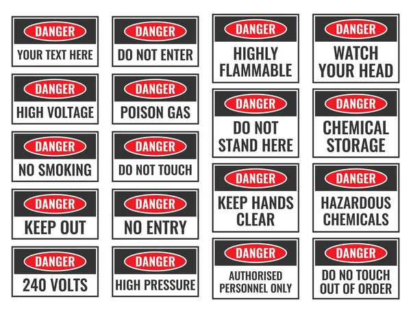 Ensemble de signes de danger — Image vectorielle