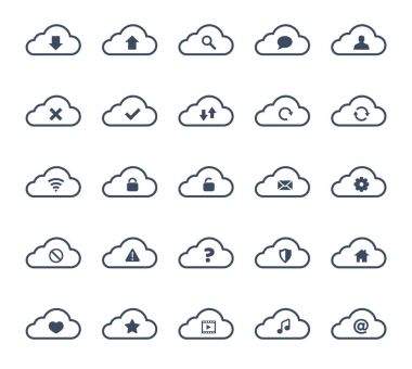 Icon set bilgisayar bulutlar