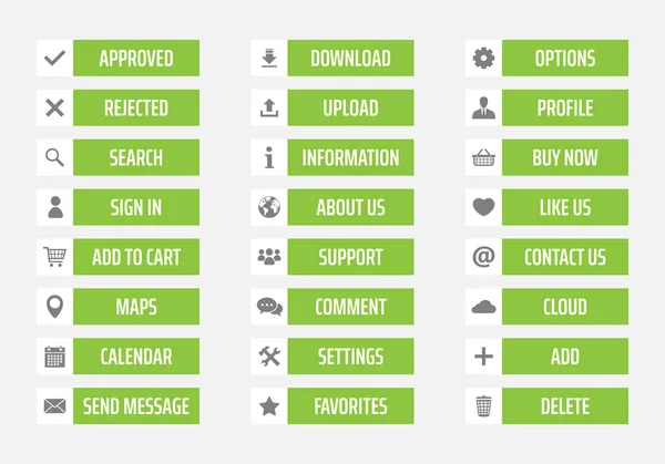 Botões web definidos em plano —  Vetores de Stock