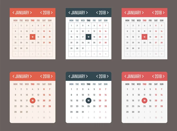 Шаблон календаря для подачи заявки, начинается в понедельник — стоковый вектор