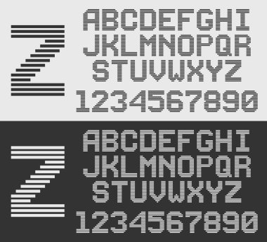 Zebra yazı tipi yatay çizgili hattı alfabesi