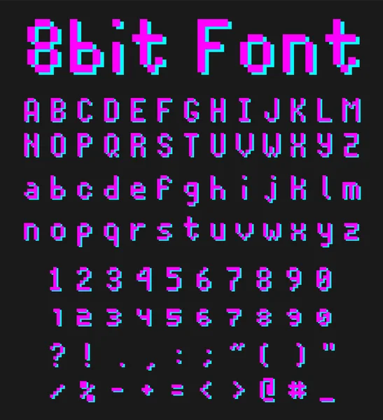 8 비트 글꼴 알파벳, 복고풍 스타일 게임 유형 — 스톡 벡터