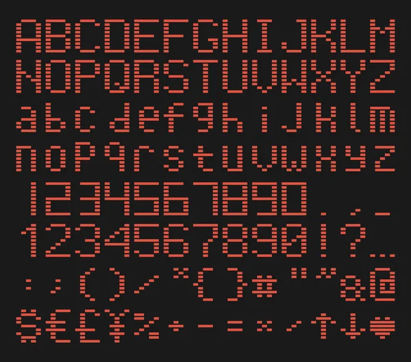 벽돌 글꼴 알파벳, 레트로 게임 글꼴 — 스톡 벡터