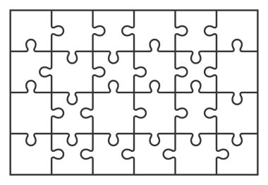 24 adet vektör kümesi jigsaw puzzle