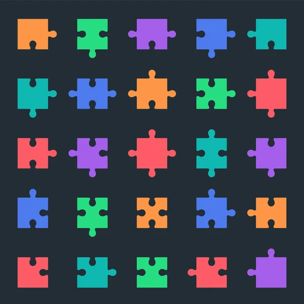 Puzzle ikonok beállítása, kirakós játék darabjai — Stock Vector