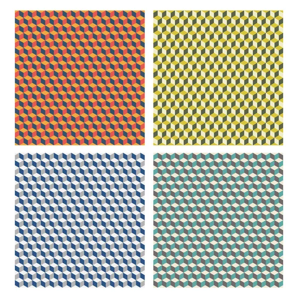 Patrones geométricos abstractos sin costura, cubos vector fondo — Archivo Imágenes Vectoriales