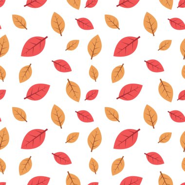 Sonbahar yaprakları pürüzsüz desen, vektör arkaplanı yapraklarla