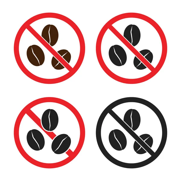 Sem sinais de cafeína, conjunto de ícones livres de cafeína —  Vetores de Stock
