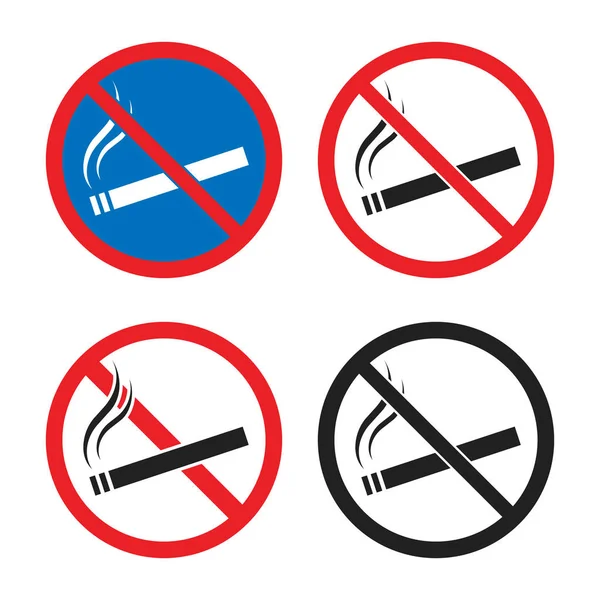 Panneaux anti-tabac, fumer est interdit icône ensemble — Image vectorielle