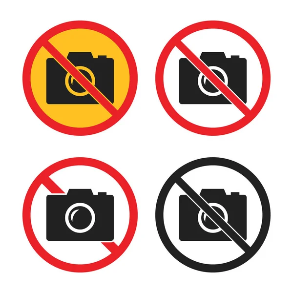 Pas d'icônes pour appareil photo, pas de signes photo — Image vectorielle