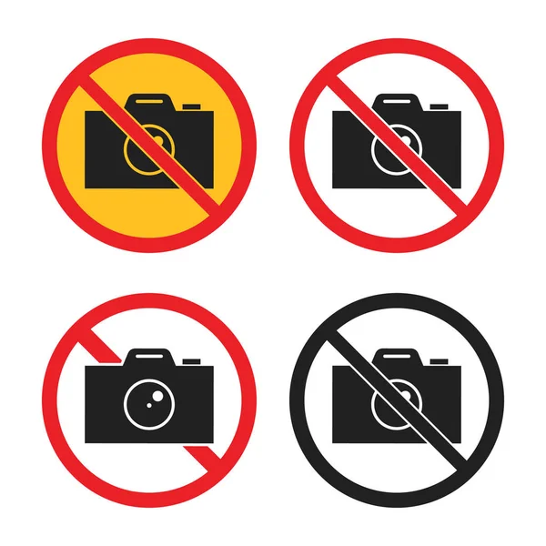Sem ícones de fotografia, sem conjunto de sinais de câmera —  Vetores de Stock