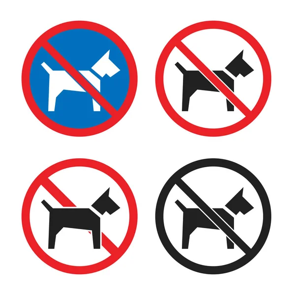 No dogs icon set, dog restriction sign — Stock Vector