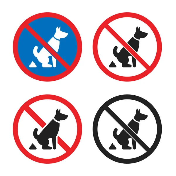 No pet waste sign, no dog poop icon set — Stock Vector