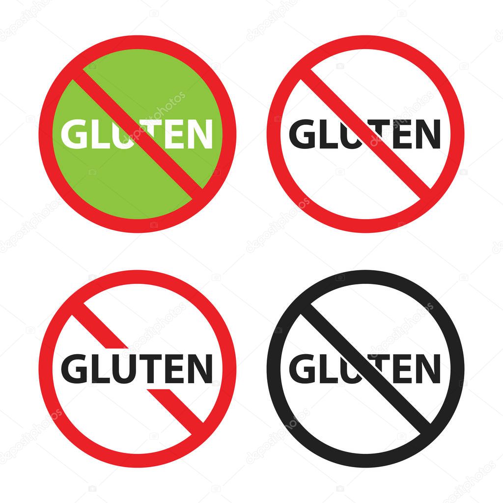 gluten free sign set, no gluten icons